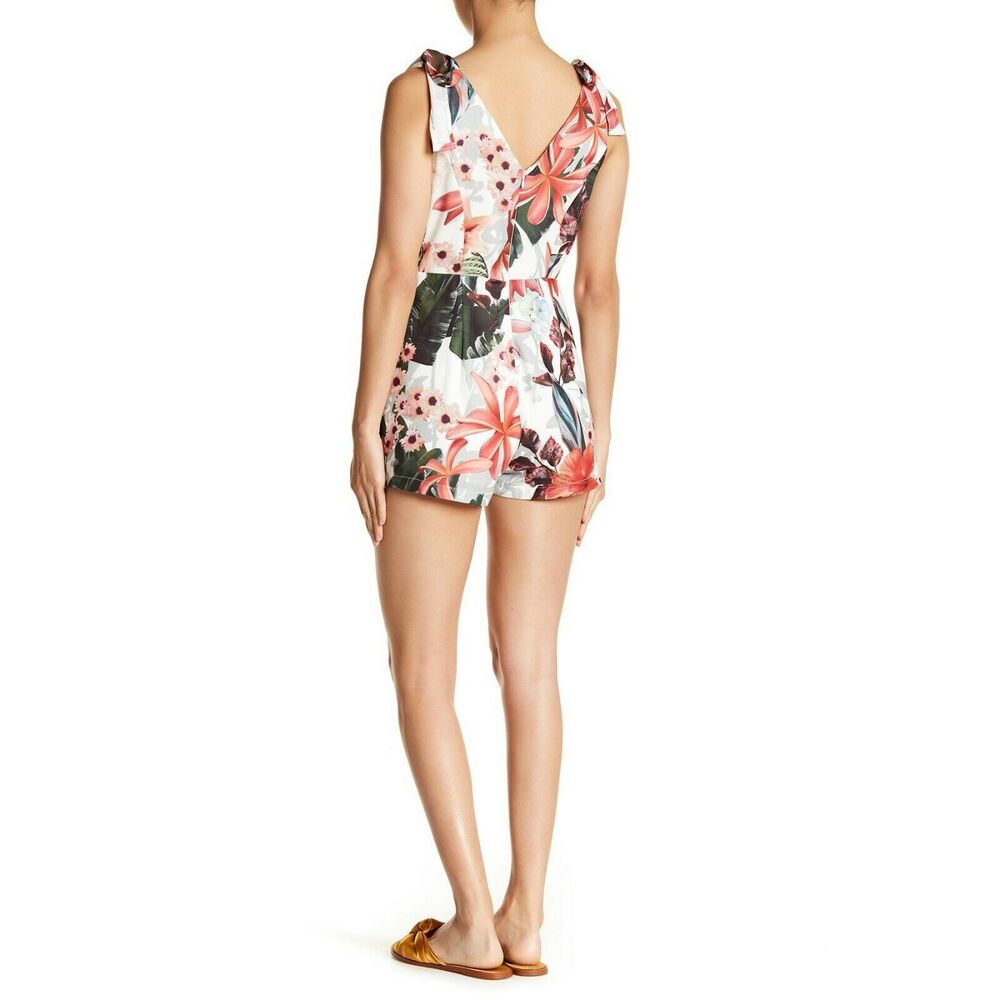 ROMEO + JULIET Couture floral print sleeveless shorts romper Size Large NEW - Picture 3 of 7